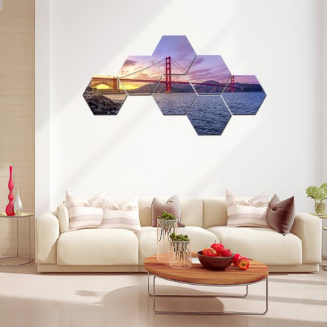 Set tablouri hexagonale Golden Gate 01